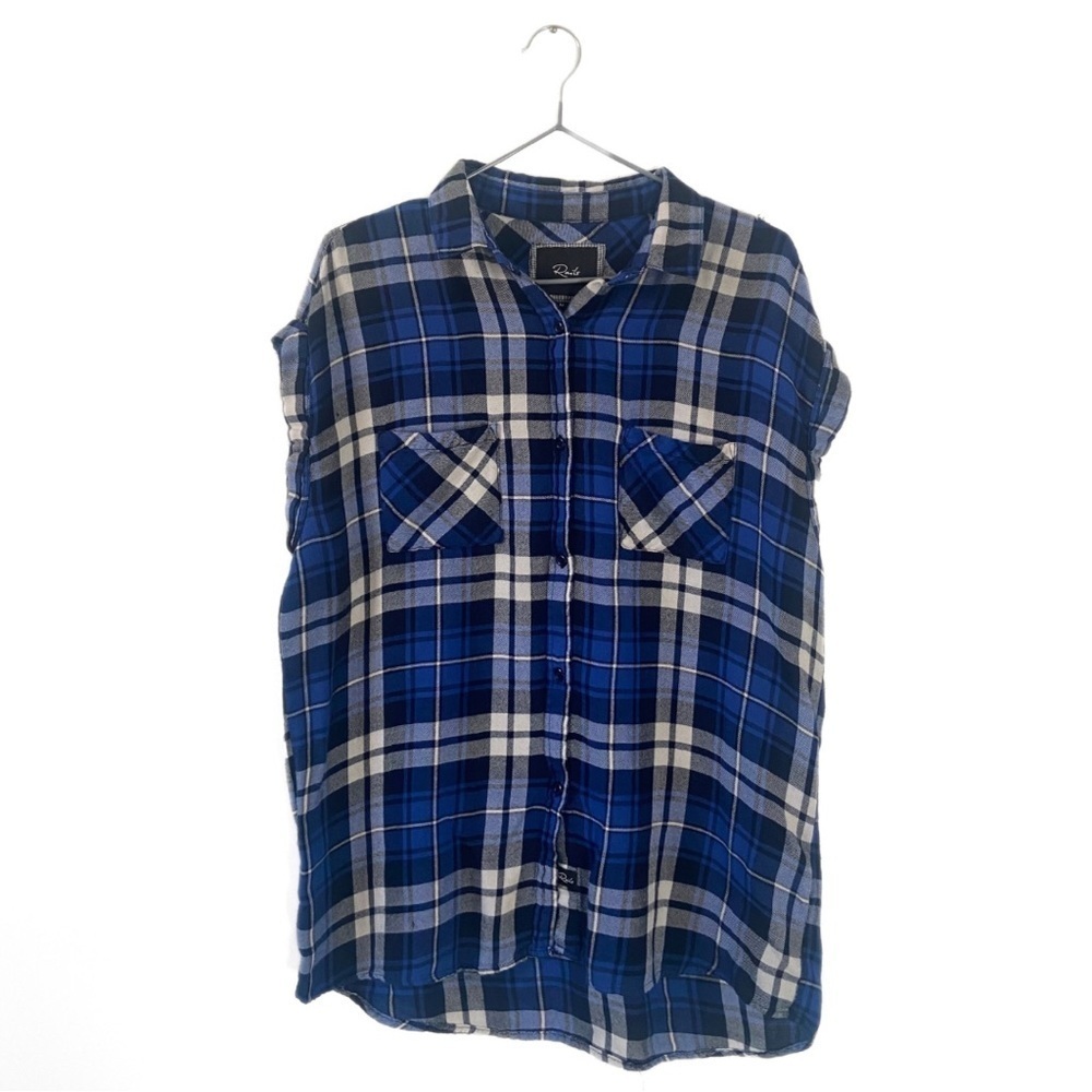 Rails Blue/Black Plaid Sleeveless Button Down Flannel Size Medium